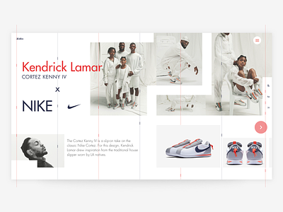 .kicks - Kendrick Lamar x Nike Cortez cortez fashion kendrick lamar kicks lookbook minimal nike shoes sneakers ui ux web webdesign