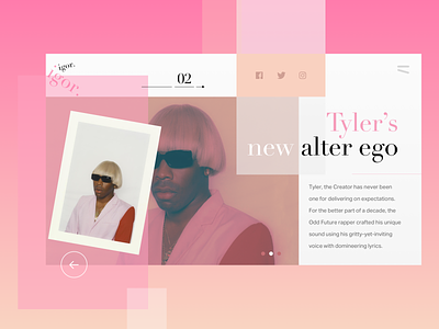 Tyler the Creator - Igor app design flat interface minimal pastel pink sketch ui ux web webdesign website