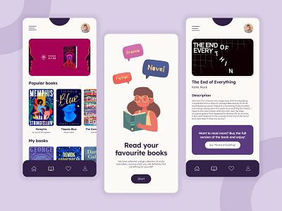 Reading App adaptive app audio book branding design e book graphic design habit illustration listening mobile reading shop store typography ui ux vector web store
