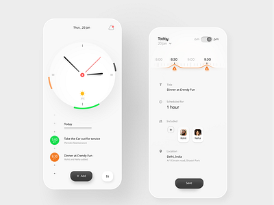 Schedule Clock Concept alarm android androidapp clock concept mobile planning schedule task theme todo uiux watch