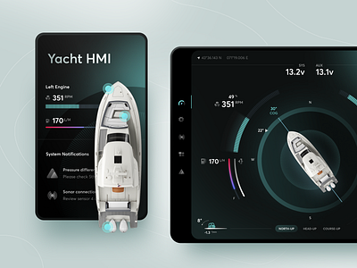 Yacht HMI Night Mode Concept app boat dashboard design hmi interface ios machine manage mobile night product sail sea tablet ui ux web yacht
