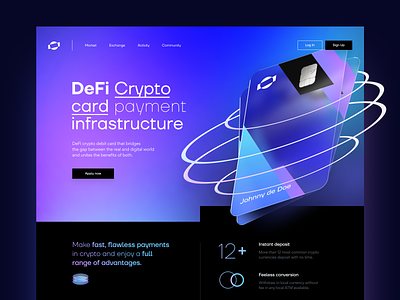 Crypto card Landing Page bank bitcoin card crypto defi design finance invest landing payment trading ui ux web website