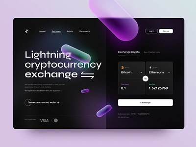 Lightning Crypto Exchange app bitcoin crypto cryptocurrency design desktop ethereum exchange finance glass glossy inspiration money ui ux wallet webdesign website