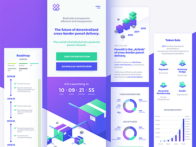 ParcelX - Landing Page - Mobile altcoin bitcoin blockchain crypto cryptocurrency decentralized delivery desktop ico landing parcel webdesign