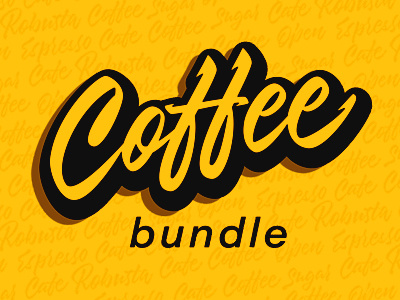Cover for Lettering Set bundle cafe calligraphy coffee design lettering logo logotypes tea yellowimages