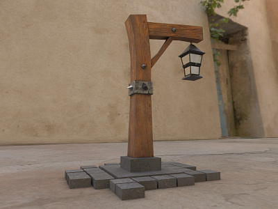 Vintage Street Lamp 3d 3dmodelling 3dsmax design game gameart gameassets graphic design substancepainter