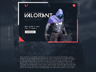 Valorant Website Remake - V2 animation design game graphic design motion graphics typography ui ux valorant website