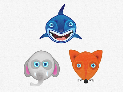 Animals on Adventures animals app cartoon character elephant fox game illustrator ipad iphone shark vector
