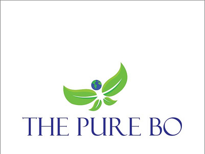 Logo The Pure BO blue bo branding earth graphic design green healthy leaf logo logos natural pure shine