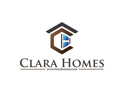 Logo Clara Homes branding brown clara graphic design hexagon home homes logo modern real estate simpel unik white