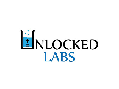 Logo Unlocked Labs blue branding chemikal glass graphic design labs logo logos medic pirex unlocked white
