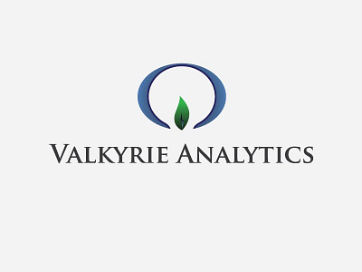 Logo Valkyrie Analytics analytics blue branding design energi graphic design green leaf logo ohm simpel valkyrie white