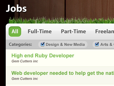 Job listing UI clean green jobs ui