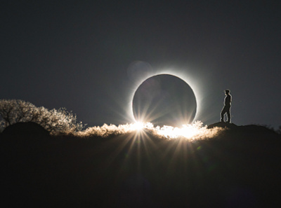 Spaceman abstract futuristic solar eclipse