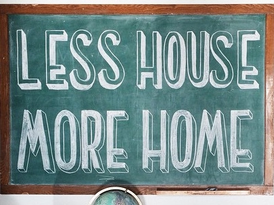 Less House//More Home chalk chalkboard hand drawn hand lettering