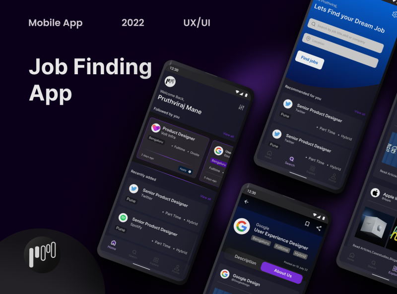 Job Finding App- Ui design by Pruthviraj Mane on Dribbble