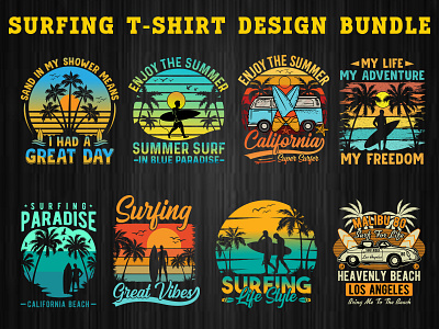 SURFING T-SHIRT DESIGN BUNDLE amazing t shirt designs beach t shirt beach t shirt designs cool t shirt designs design illustration logo male t shirt designs summer t shirt summer tshirt design surfing surfing t shirt surfing tshirt design t shirt t shirt design