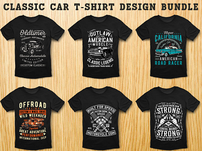 Classic Car T-shirt Design Bundle