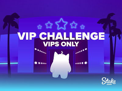 VIP Challenge - VIPs Only Promo Image bitcoin casino challenge club crypto illustration neon nightclub retro stake vip