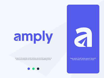 Amply - Wordmark Logo Design a ample amplify analytic analytics email email marketing growth lettering logo design logotype mail marketing negative space paper paper plane plane rise transactional wordmark