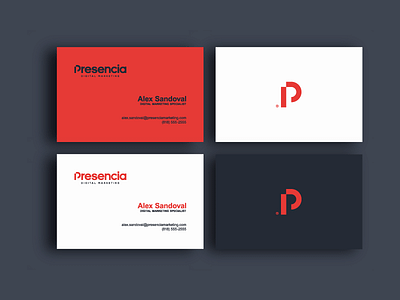 Presencia Business Cards artangent digital logo logotype mark marketing monogram p presence wordmark