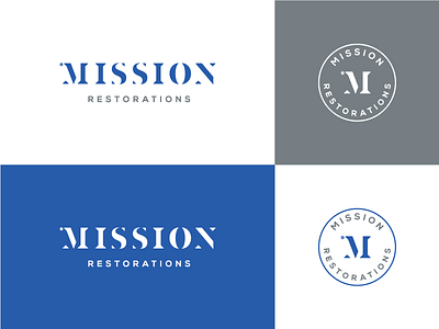 Mission artangent blue custom letters logo logotype mission restoration stencil wordmark