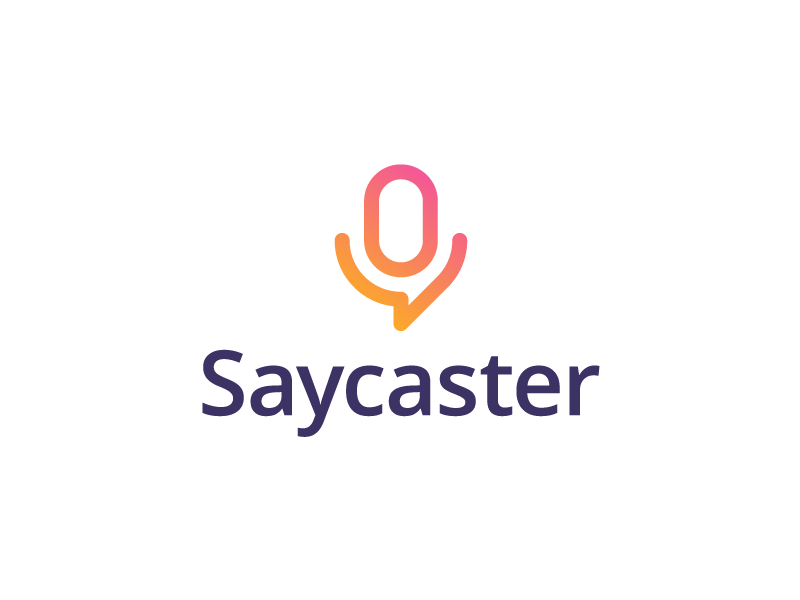 Saycaster logo artangent bubble mic talk listen broadcast podcast cast say
