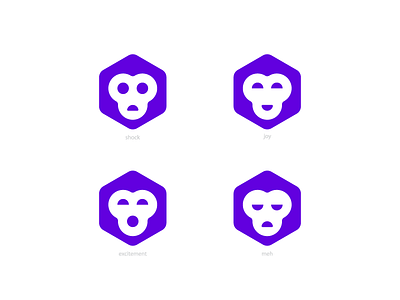 Hex Monkey Moods ape app branding clean design dynamic flat graphic design icon icons illustration illustrator logo logotype minimal monkey purple simple vector