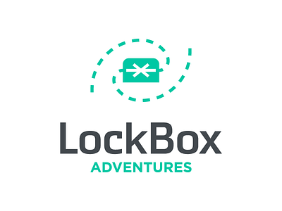 LockBox Adventures adventure box branding clean design flat geometric icon illustration illustrator lock logo logotype minimal simple trail treasure treasure chest treasure trail vector