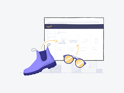 Connect to Amazon amazon boot checkout connect illustration orders product products sales shoe shopify sunglasses