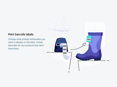 Print barcode labels barcode boot design ecommerce empty state illustration label product shopify