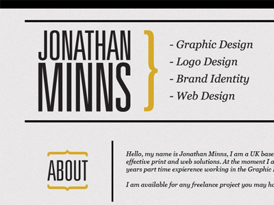 Portfolio Redesign black design freelance georgia grey portfolio sans serif student univers yellow