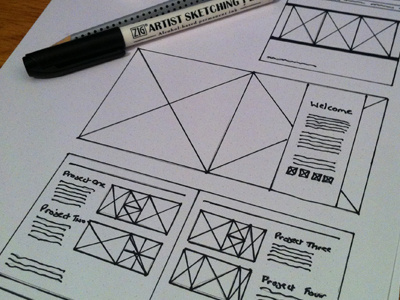 Wireframe Sketch brochure construction develop development dot grid idea idea generation layout mockup pencil sketch wireframe