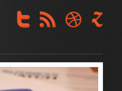 Social Buttons black button design dribbble grey line networking orange portfolio rss social texture twitter zerply