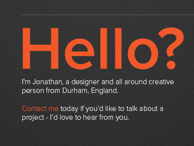 Hello - Portfolio Redesign about black design layout me orange portfolio texture web