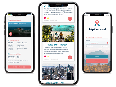 Trip Carousel - UI Screens app design branding button buttons design ios iphone logo sketch travel travel app traveling typography ui ux vector