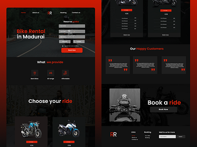 Bike Rental Website booking website dark ui design minimal newbie red red and black ui ux web design website