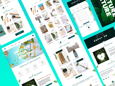 Eco Friendly Products Website Concept UI branding concept design e commerce eco eco friendly freelancer green neon blue online store products selling website skin care products typography ui ux web design website