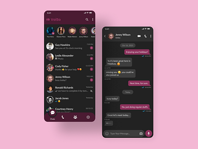 Chat Application (VoiSo) app app design chat chat app chat bot chatting design group message messages messenger messenger app minimal mobile product design redesign social ui ux whatsapp