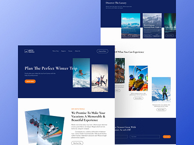 Arctic Travels Landing Page adventure booking design destination flight homepage landing page outdoor tour tourism travel travel agency traveling trip ui ux vacation web design website