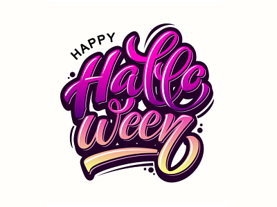 Happy halloween holiday lettering branding design halloween icon illustration logo typography vector