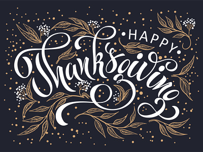 Happy thanksgiving festive lettering and illustration branding design icon illustration logo typography vector