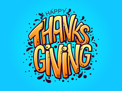 Happy thanksgiving festive lettering and illustration