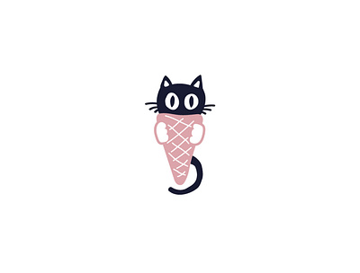 Black Cat Ice Cream Logo animal black cat cats cold cream for sale ice icecream logo logos logotype pet pets sale sales sugar