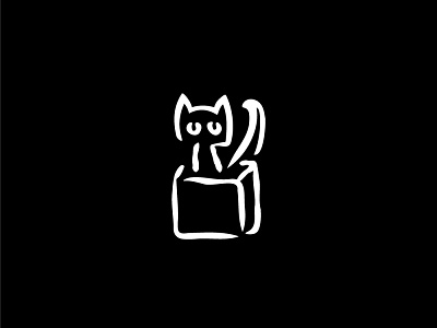 Black Cat in Box Logo animal animals box buy cat cats draw for sale logo logos logotype pet pets sale sales