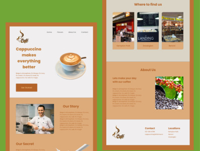 Landing Page for a coffee shop design ui