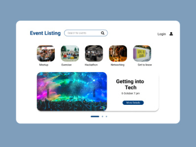 Event Listing design ui