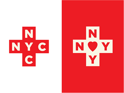 NYC in the Coronavirus era coronavirus cross identity illustration logo newyork nyc red redcross typography vector