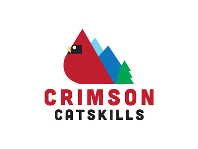 Crimson Catskills Identity blue branding cardinal catskills green icon identity illustration logo mountains ny red trees typography