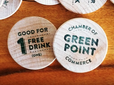 Greenpoint Chamber of Commerce Free Drink Tokens brandon printed brooklyn city drink event free drink greenpoint new new york city type york